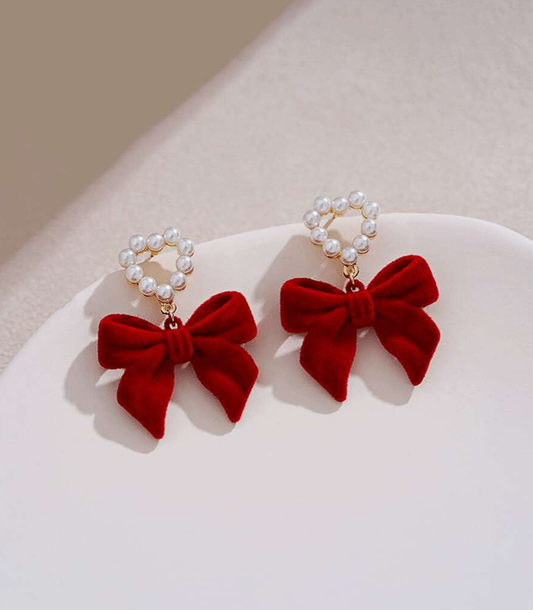 Red Bow Earrings